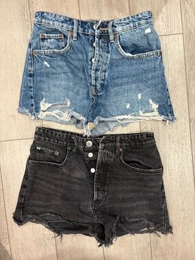 Zara Distressed Denim Shorts